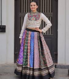 Multicolor Navratri Special Cotton Printed Gota Patti Mirror Work Lehenga Choli Set