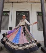 Multicolor Navratri Special Cotton Printed Gota Patti Mirror Work Lehenga Choli Set