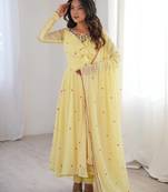 Heavy faux georgette embroidered anarkali suit set