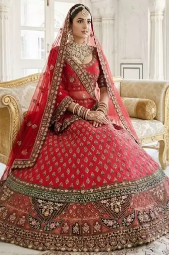 Embellished Semi-Stitched Lehenga & Unstitched Blouse With Dupatta