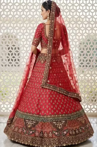 Embellished Semi-Stitched Lehenga & Unstitched Blouse With Dupatta