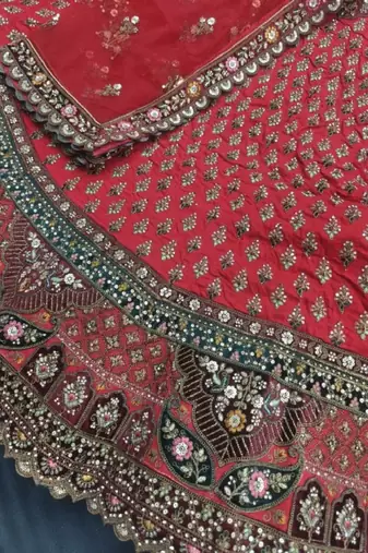 Embellished Semi-Stitched Lehenga & Unstitched Blouse With Dupatta