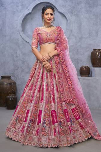 Embellished Sequinned Semi-Stitched Lehenga & Unstitched Blouse With Dupatta