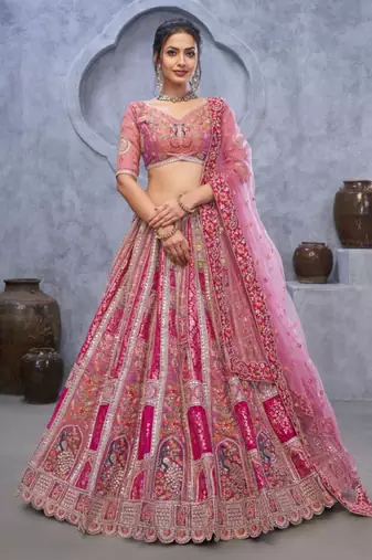 Embellished Sequinned Semi-Stitched Lehenga & Unstitched Blouse With Dupatta