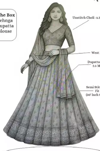 Embellished Sequinned Semi-Stitched Lehenga & Unstitched Blouse With Dupatta