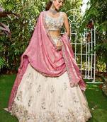 Embroidered Sequinned Semi-Stitched Lehenga & Unstitched Blouse With Dupatta