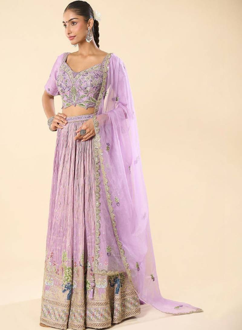 Embroidered Thread Work Ready to Wear Lehenga & Blouse With Dupatta