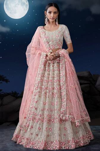 Embroidered Sequinned Semi-Stitched Lehenga & Unstitched Blouse With Dupatta