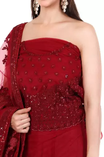 Embellished Sequinned Semi-Stitched Lehenga & Blouse With Dupatta