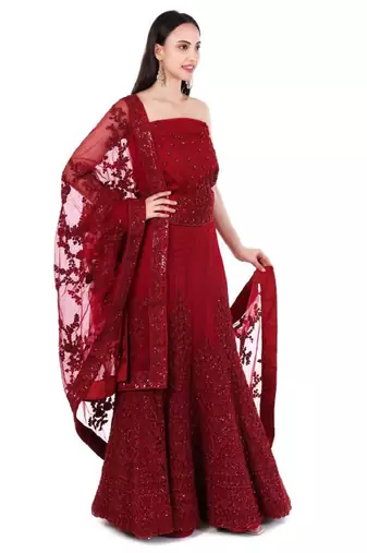 Embellished Sequinned Semi-Stitched Lehenga & Blouse With Dupatta