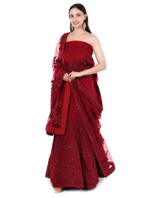 Embellished Sequinned Semi-Stitched Lehenga & Blouse With Dupatta 4