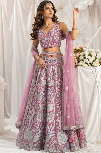 Embroidered Sequinned Semi-Stitched Lehenga & Unstitched Blouse With Dupatta