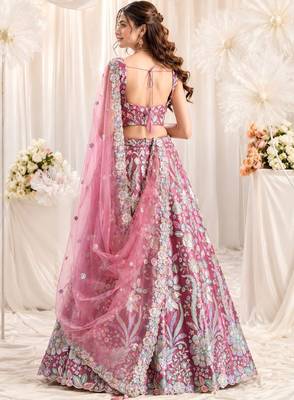 Embroidered Sequinned Semi-Stitched Lehenga & Unstitched Blouse With Dupatta 3