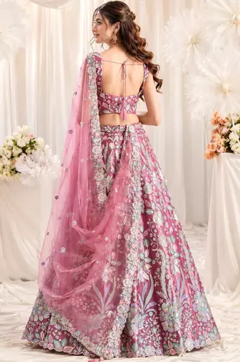 Embroidered Sequinned Semi-Stitched Lehenga & Unstitched Blouse With Dupatta