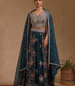 Floral Embroidered Mirror Work Ready to Wear Lehenga & Blouse With Dupatta