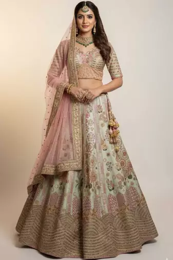 Digital Printed Lehenga With Emblished Swarovski And Zircon Work