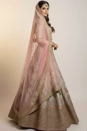 Digital Printed Lehenga With Emblished Swarovski And Zircon Work