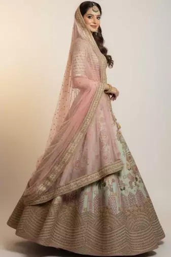 Digital Printed Lehenga With Emblished Swarovski And Zircon Work