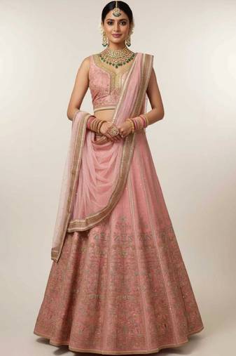 Digital Printed Lehenga With Emblished Swarovski And Zircon Work