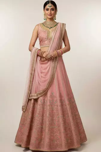 Digital Printed Lehenga With Emblished Swarovski And Zircon Work