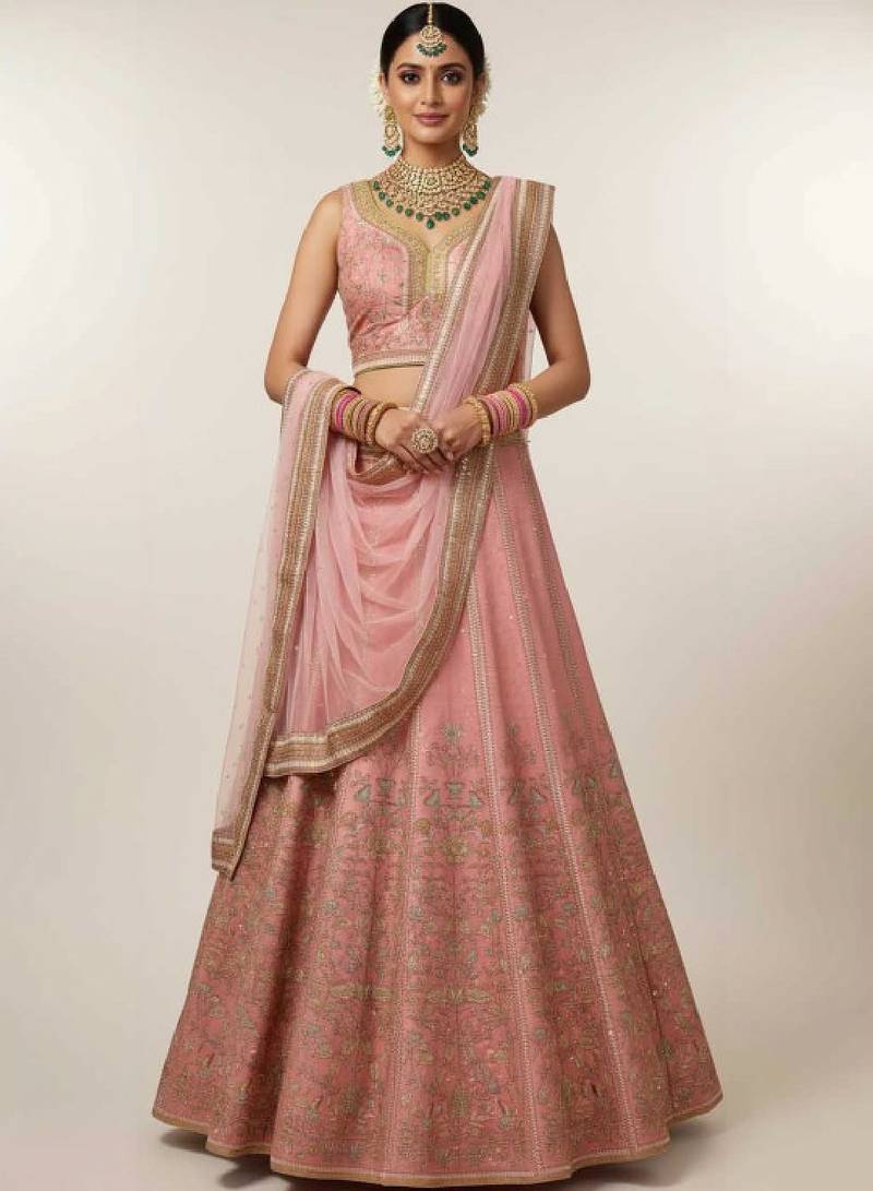 Digital Printed Lehenga With Emblished Swarovski And Zircon Work