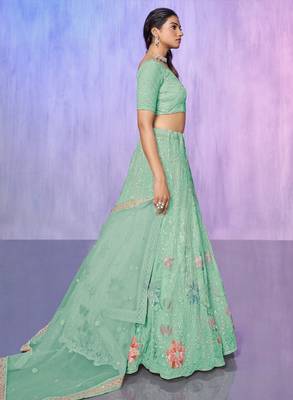 Embellished Beads & Stones Semi-Stitched Lehenga & Blouse With Dupatta 1