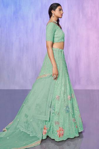 Embellished Beads & Stones Semi-Stitched Lehenga & Blouse With Dupatta