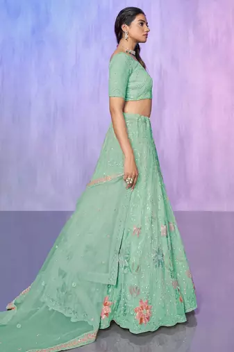 Embellished Beads & Stones Semi-Stitched Lehenga & Blouse With Dupatta