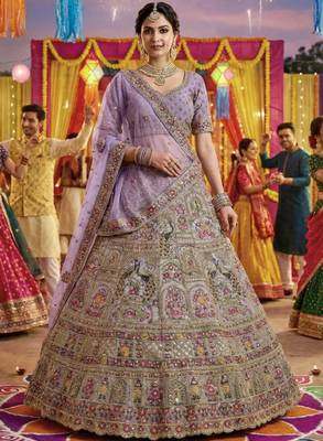Embellished Sequinned Semi-Stitched Lehenga & Unstitched Blouse With Dupatta 1