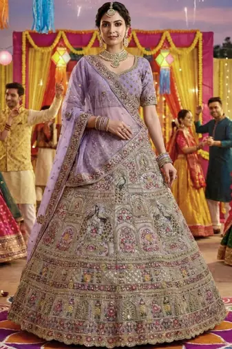 Embellished Sequinned Semi-Stitched Lehenga & Unstitched Blouse With Dupatta