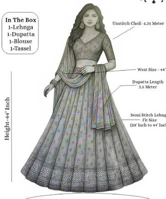 Embellished Sequinned Semi-Stitched Lehenga & Unstitched Blouse With Dupatta 4