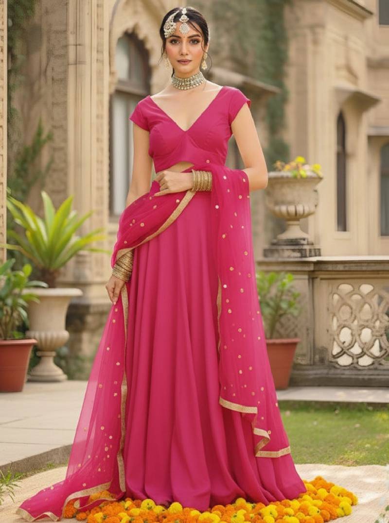 Mirror Work Ready to Wear Lehenga & Blouse With Dupatta