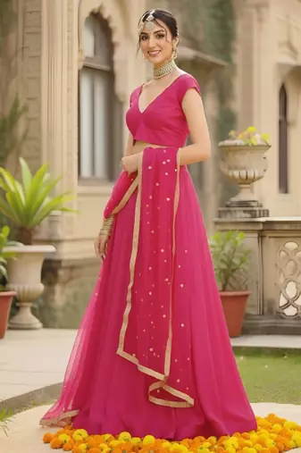 Mirror Work Ready to Wear Lehenga & Blouse With Dupatta