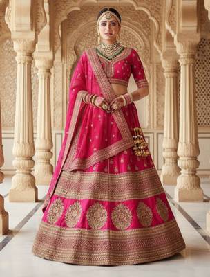 Embroidered Semi-Stitched Lehenga & Blouse With Dupatta 1
