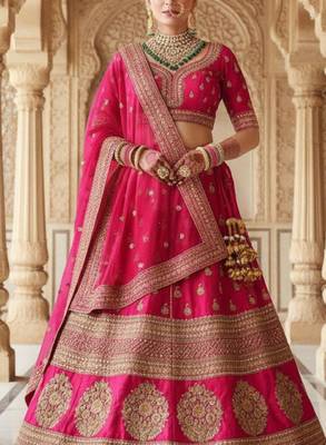 Embroidered Semi-Stitched Lehenga & Blouse With Dupatta 2