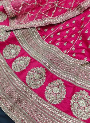 Embroidered Semi-Stitched Lehenga & Blouse With Dupatta 3