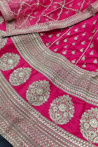 Embroidered Semi-Stitched Lehenga & Blouse With Dupatta