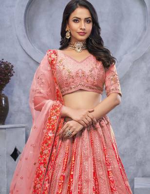 Embellished Sequinned Semi-Stitched Lehenga & Unstitched Blouse With Dupatta 2