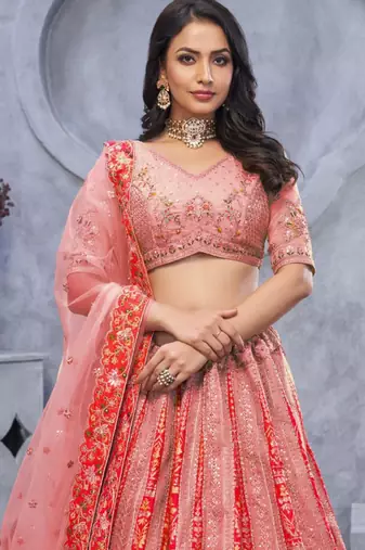 Embellished Sequinned Semi-Stitched Lehenga & Unstitched Blouse With Dupatta
