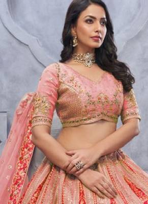 Embellished Sequinned Semi-Stitched Lehenga & Unstitched Blouse With Dupatta 4