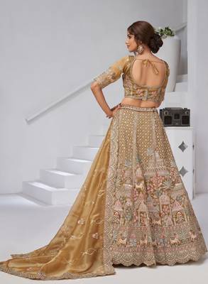 Embroidered Sequinned Semi-Stitched Lehenga & Unstitched Blouse With Dupatta 2