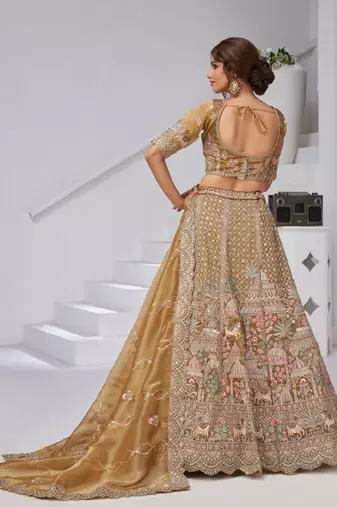 Embroidered Sequinned Semi-Stitched Lehenga & Unstitched Blouse With Dupatta