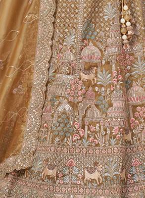 Embroidered Sequinned Semi-Stitched Lehenga & Unstitched Blouse With Dupatta 4