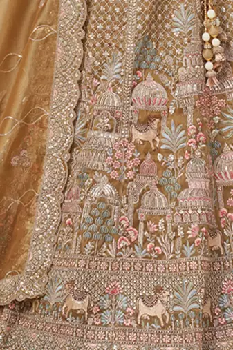 Embroidered Sequinned Semi-Stitched Lehenga & Unstitched Blouse With Dupatta