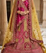 Embroidered Semi-Stitched Velvet Lehenga & Blouse & Dupatta