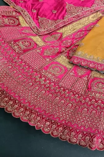 Embroidered Semi-Stitched Velvet Lehenga & Blouse & Dupatta