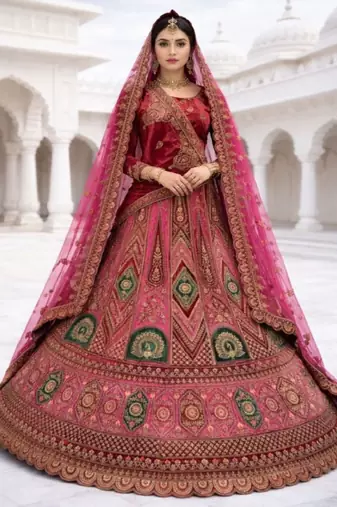 Embellished Semi-Stitched Lehenga & Unstitched Blouse With Dupatta