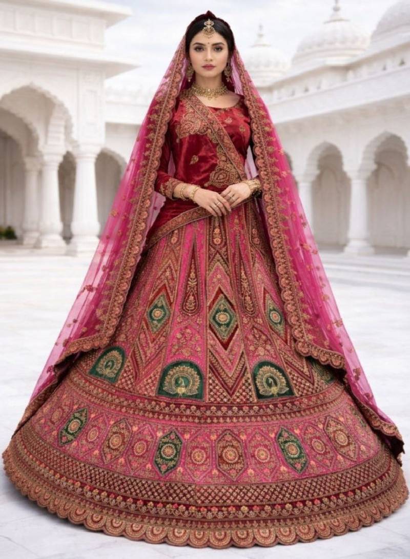 Embellished Semi-Stitched Lehenga & Unstitched Blouse With Dupatta