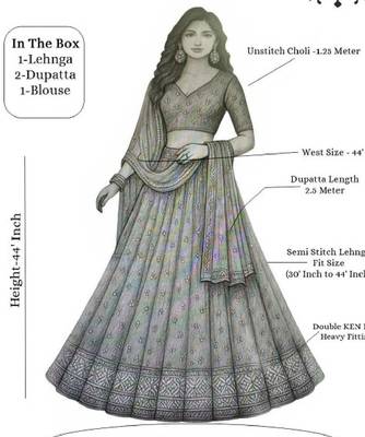 Embellished Semi-Stitched Lehenga & Unstitched Blouse With Dupatta 4