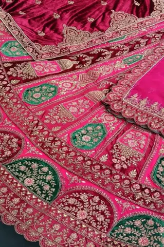 Embroidered Semi-Stitched Lehenga & Unstitched Blouse With Dupatta